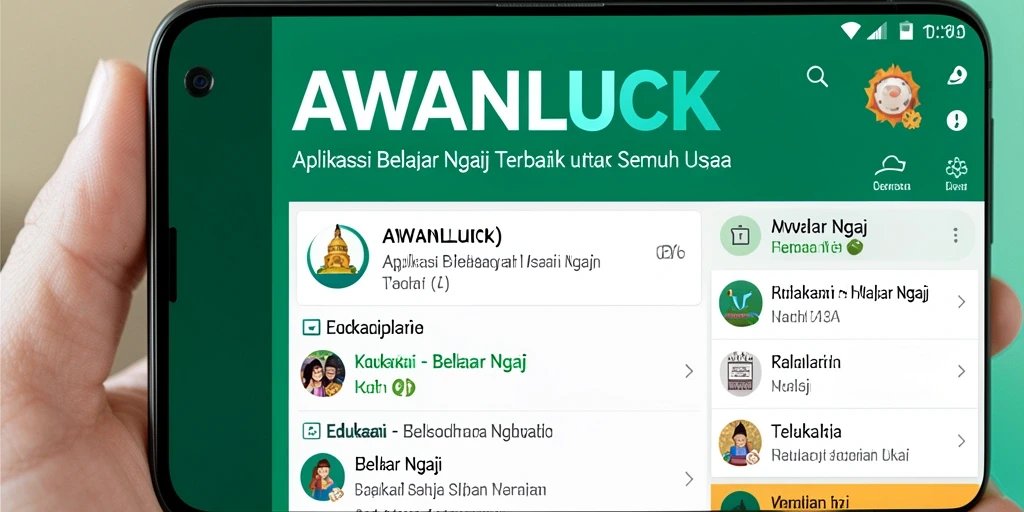Antarmuka pengguna AWANLUCK yang intuitif untuk belajar mengaji.