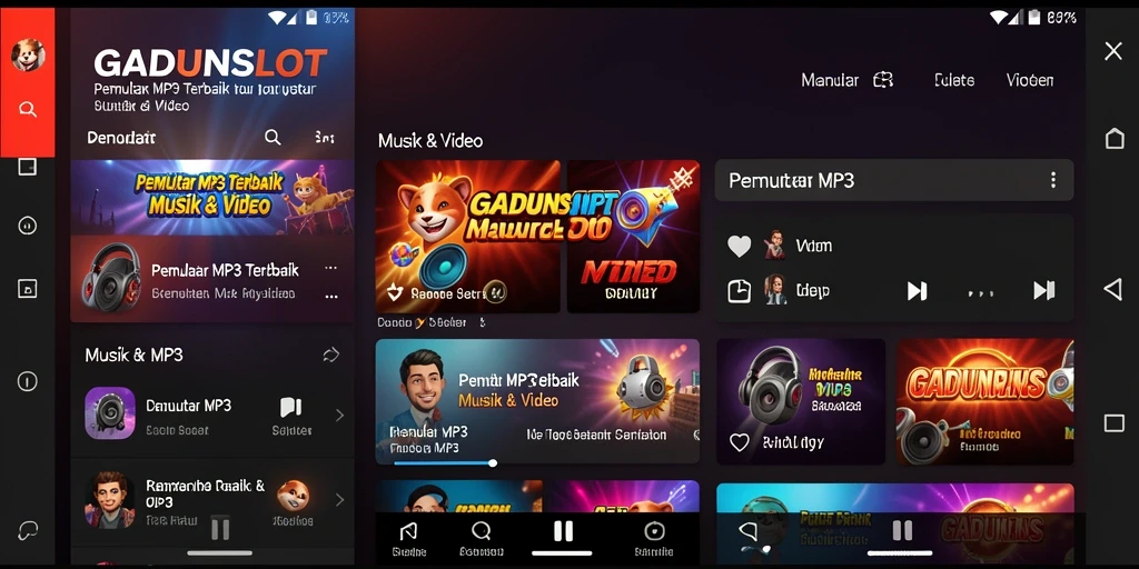 Antarmuka GADUNSLOT yang bersih dan fungsional untuk Pemutar MP3.