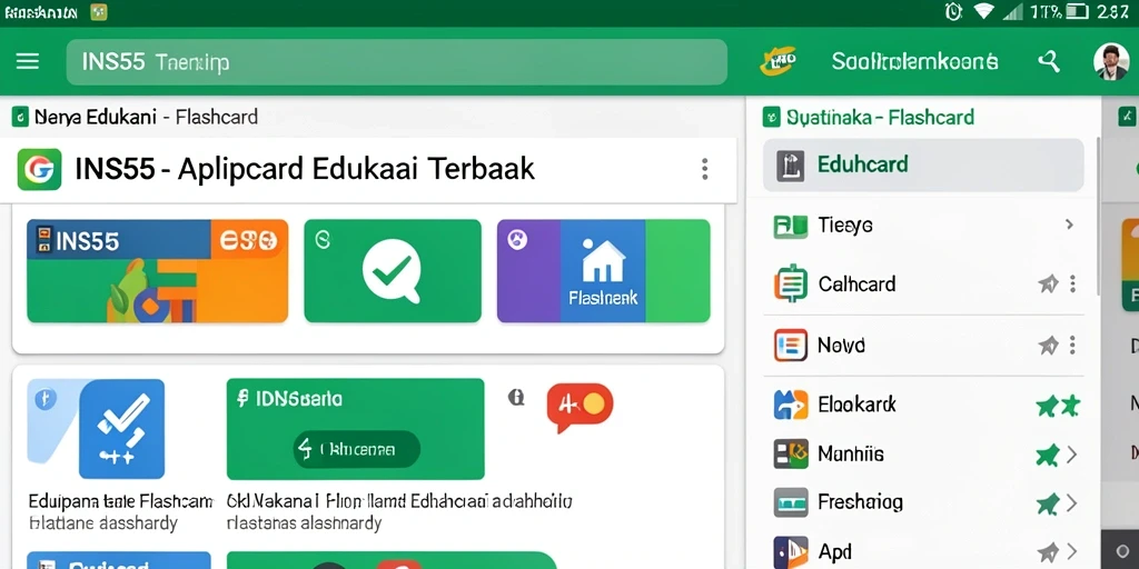 Antarmuka aplikasi Flashcard INS55 yang interaktif dan mudah digunakan.