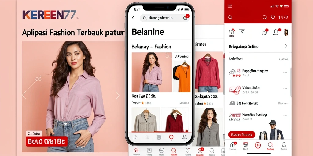 Tampilan antarmuka KEREN77 yang menarik dan fungsional untuk belanja fashion.