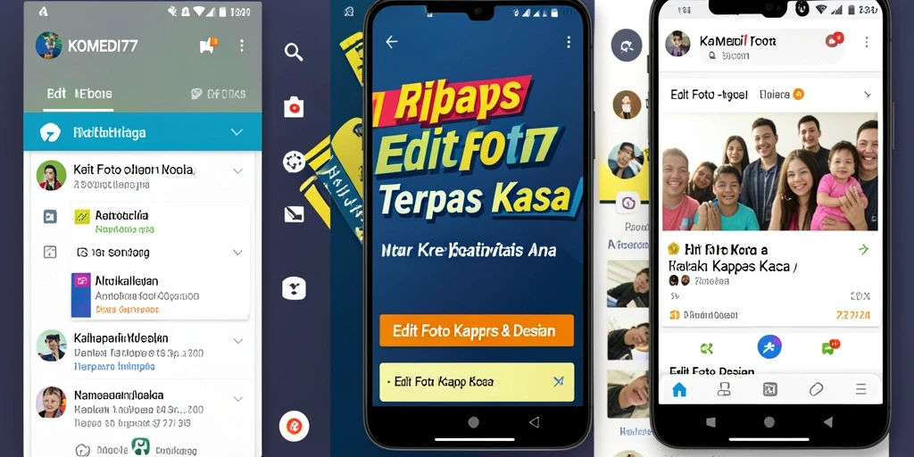Antarmuka KOMEDI77 dengan fitur Edit Foto Kertas Kaca yang menarik.