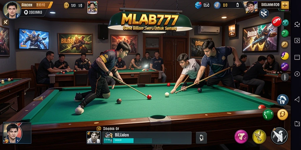 Tampilan antarmuka permainan billiard yang menarik dan intuitif.