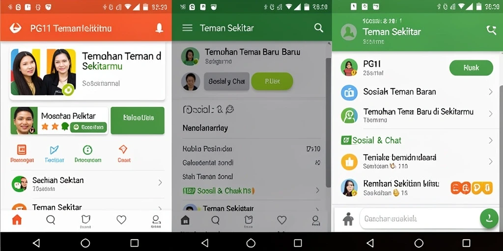 Tampilan antarmuka pengguna PG11 yang intuitif untuk menemukan teman.