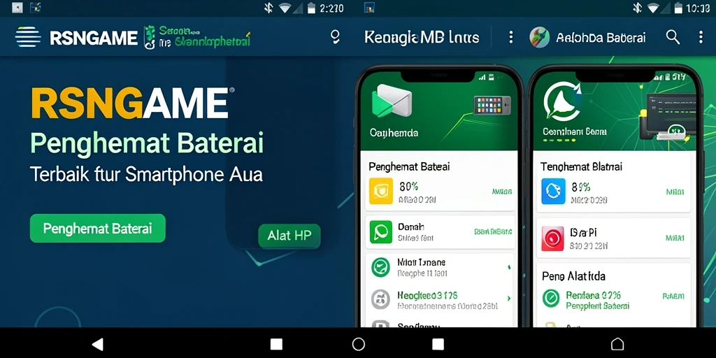 Tampilan antarmuka RSNGAME yang sederhana dan fungsional untuk penghemat baterai.