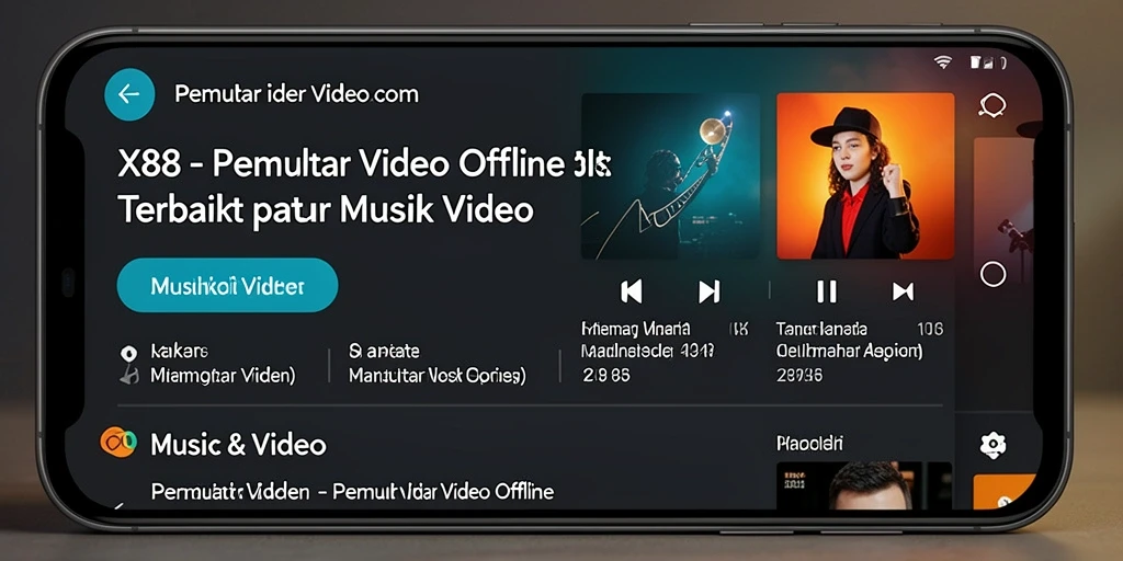 Screenshot aplikasi X88 menampilkan antarmuka Pemutar Video Offline yang menarik dan mudah digunakan.